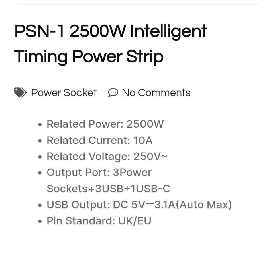 2500W Intelligent Timing Power Strip/Socket/Multiplug - Image 5