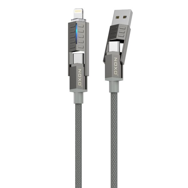 4 in 1 Multifunctional Zinc Alloy Data Cable 1.2meter length (C-C, C-L, USB-C, USB-L) 60watts
