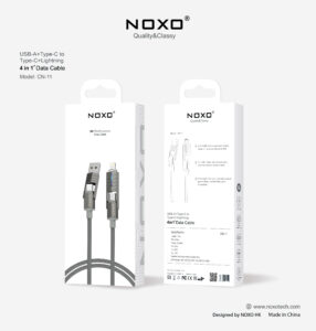 4 in 1 Multifunctional Zinc Alloy Data Cable 1.2meter length (C-C, C-L, USB-C, USB-L) 60watts 