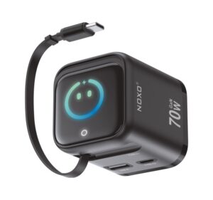70Watts AI GAN Travel Charger (Built in Retractable Cable & Real Time Power Display)